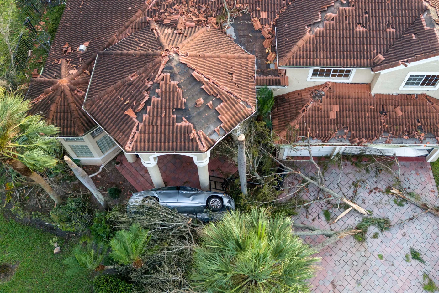 Property damage inspection outside a residential home