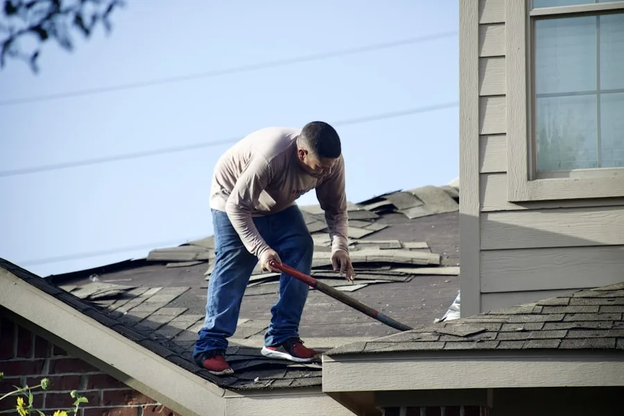 Roof damage inspection on a residential property